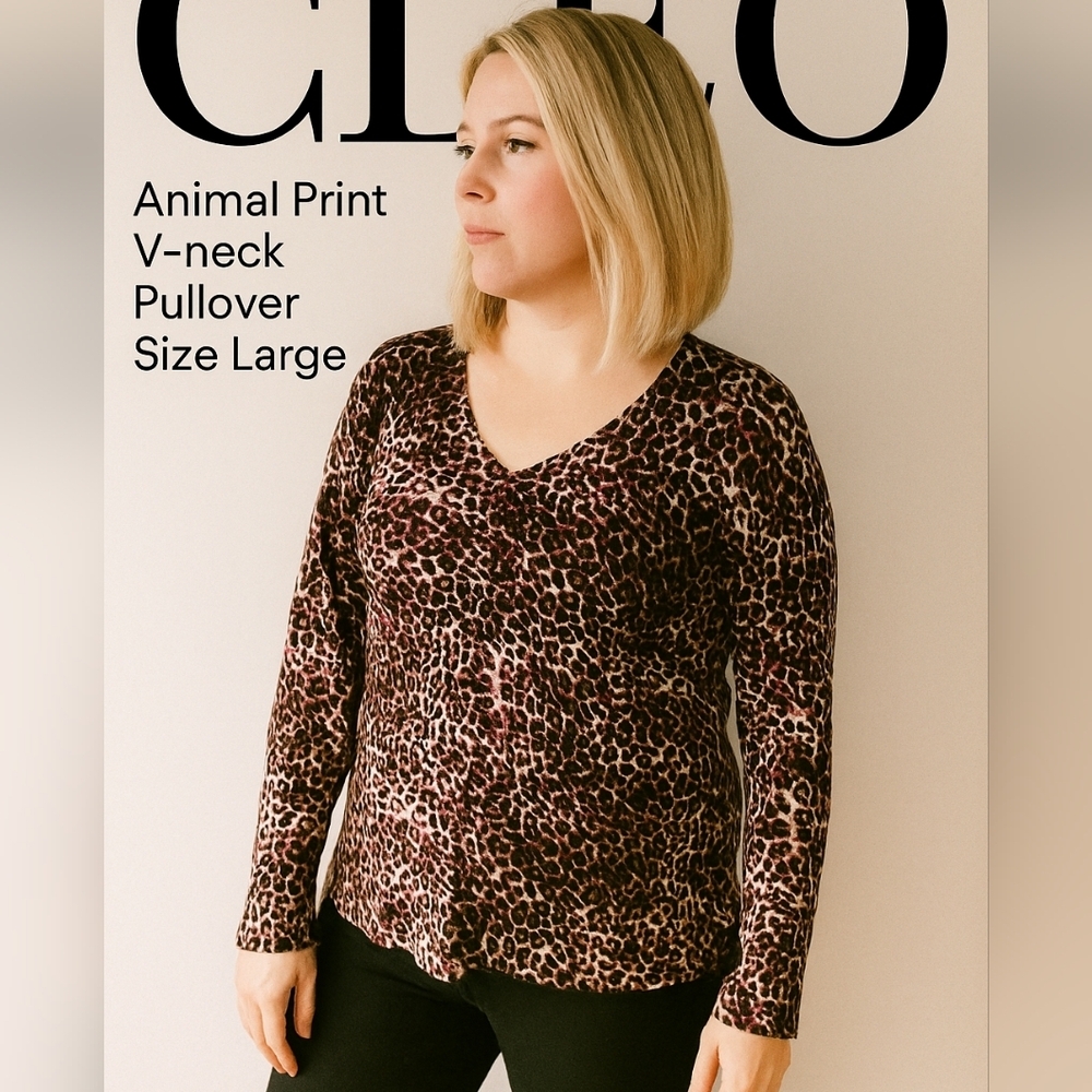 Leopard Print V-Neck Women's Top